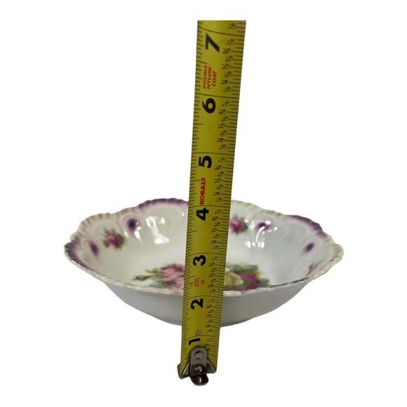 Fruit Salad Bowl Early 20th Century, Art Pottery Bavarian Germany Purple Floral - Picture 5 of 7